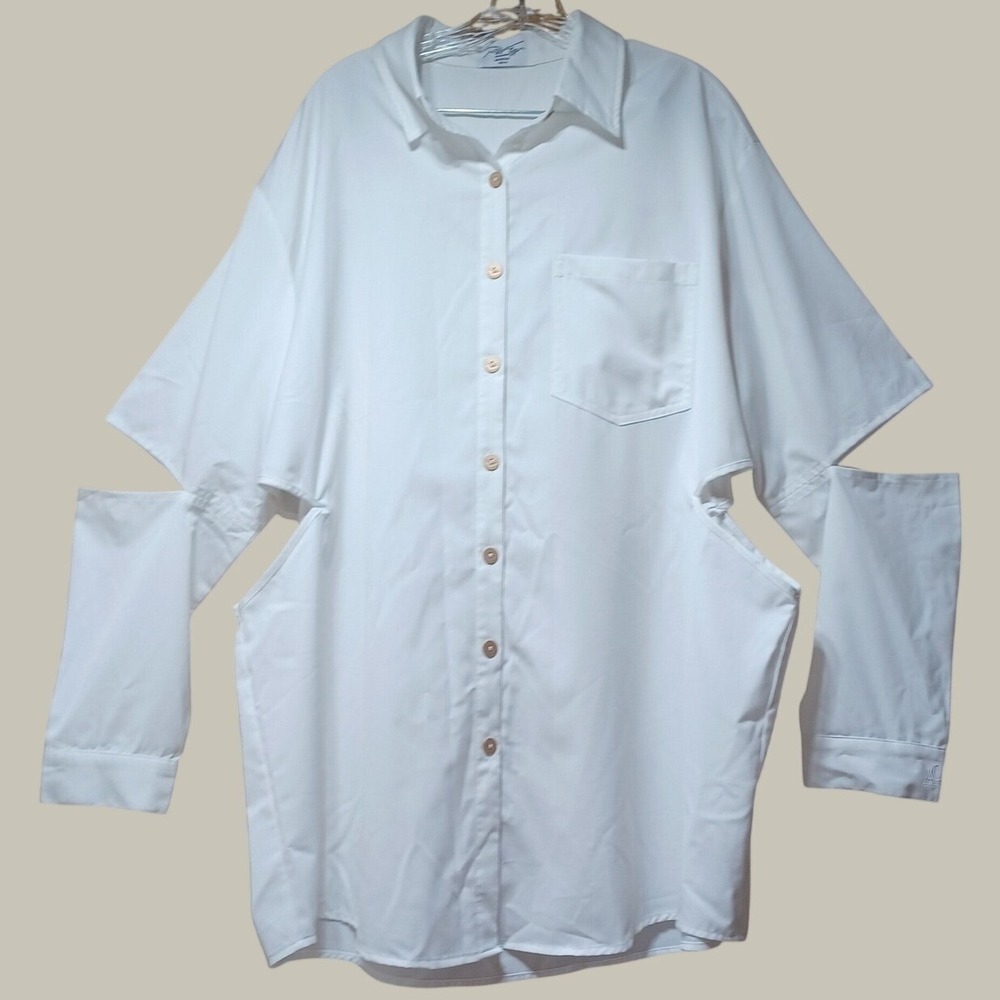 ArtcareShop Cutout Shirt Womens XL White Oversized Streetwear Avant Garde
